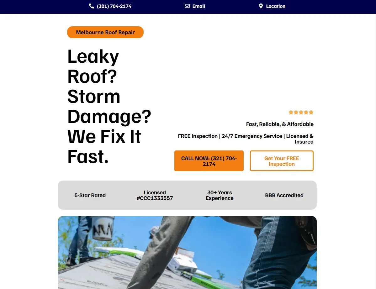 Roofing contractor website