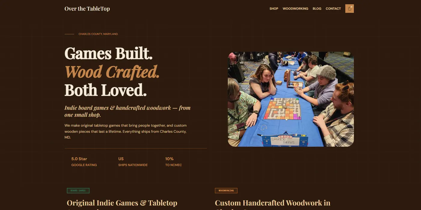 Board game and hobby retail website